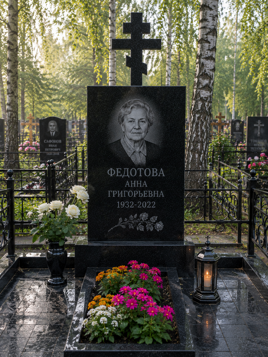 Одинарный памятник с крестом